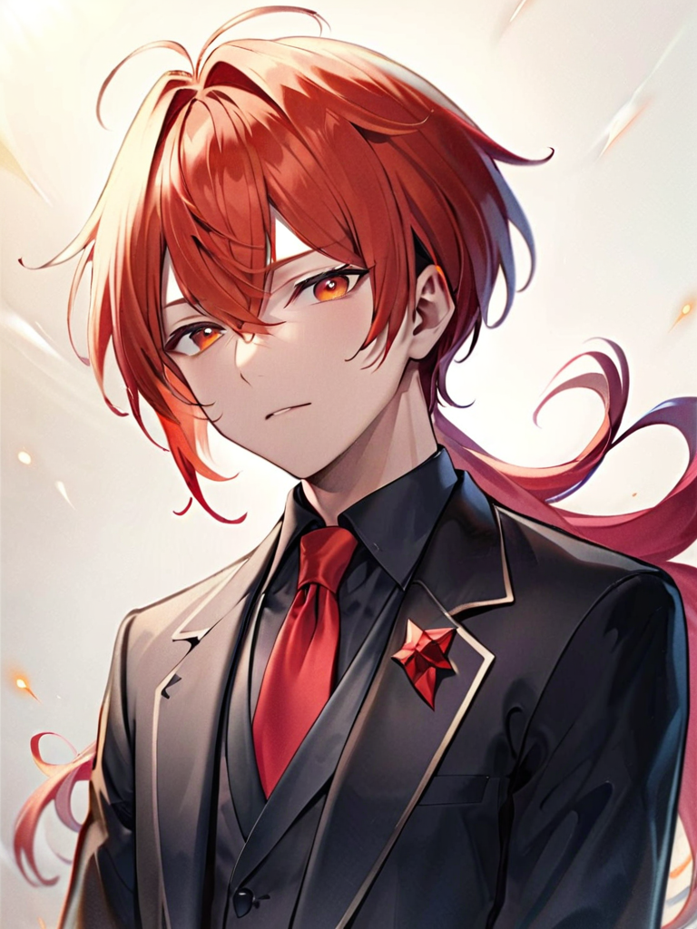 00373-3373315337-(_di lu ke_), 1boy, male focus, solo,Ruthless, necktie,black necktie, red hair, _lora_Diluc_xl_0.8_.png